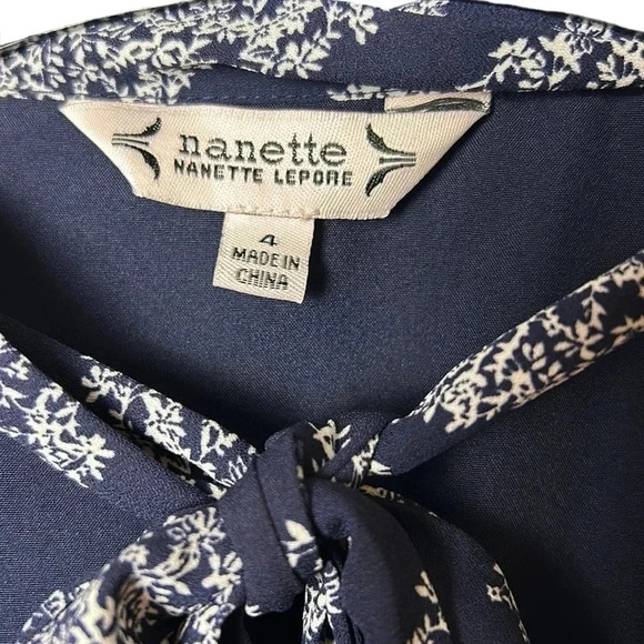 Y2K NWT Nanette Lepore tie wrap collar,tiered,puff sleeve,floral,dress,sz 4, - Picture 4 of 15